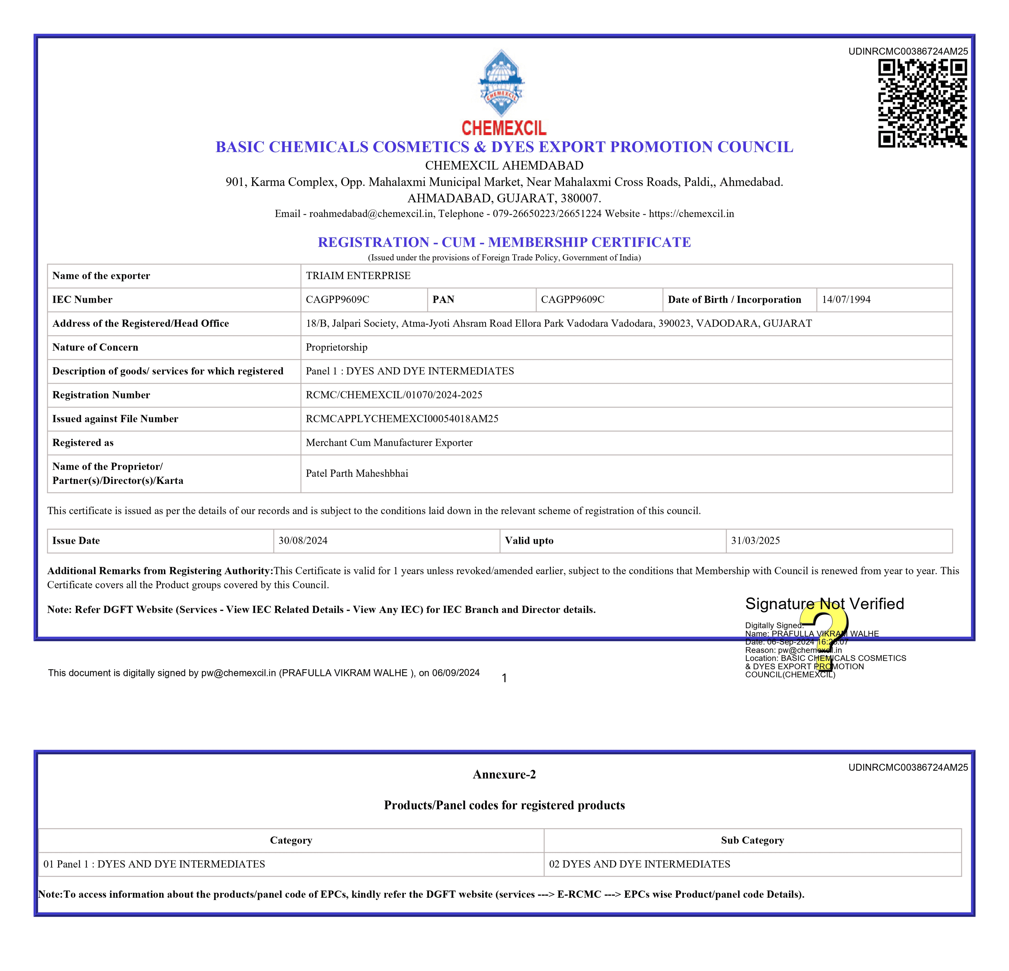 Registration Certificate